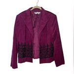 Maggy London  cotton Spandex burgundy velvet blazer jacket size 14 Lace Photo 0