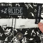 RUDE Super Skinny Jeans Black White Skull Baroque Print Size 32 Punk Grunge Goth Photo 3