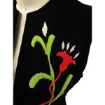 VTG Di Costa 100% Wool Long Black Sweater Vest Embroidered Floral Pattern Sz 8 Photo 3