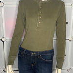 Ralph Lauren Vintage Olive Green Long Sleeve Henley Bodysuit Size Small Photo 0