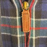 LL Bean Scotch Plaid Hoodie Womens Sz Medium Flannel Relaxed Fit Full Zip Jacket Blue Photo 4