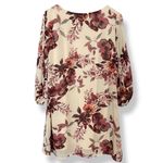 Lulus  Shifting‎ Dears Floral Shift Dress Cut Out Sleeve Beige Cream Mini Large Photo 3