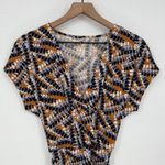 Nine West  Medium Wrap Dress Brown Black Blue Abstract Print Casual Photo 3