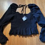 Free People Chloe Milkmaid Top in Black, Size M, NWT Photo 5