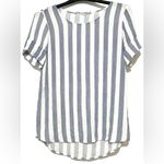 Soft Surroundings  Blue Striped Cabana Tee Top XS Photo 1