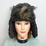 Hollister Bear Faux Fur Trapper Winter Hat One Size Unisex in Dark Brown Photo 8