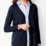 Talbots  Dark‎ Navy Blue Girlfriend/Boyfriend Cardigan Sweater Size Large Petite Photo 0