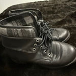 Torrid  Black Foldover Plaid Inside Combat Ankle Boots Booties Size 9 Photo 0