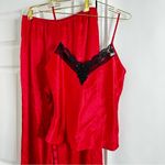 Private Luxuries Pajama Set Size Medium Vintage Red Scarlet 100% Polyester Lace Photo 1