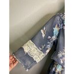 Vintage Dress S Boho Babydoll Cottage Romantic Prairie Floral Tiered Midi Sheer Blue Photo 2