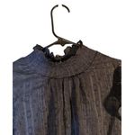 BCX Dress Navy Blue Metallic Mock Neck Flutter Short Sleeve Dress Women Sz XS Photo 6