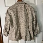 Chico's  Leopard Print Jacket Metallic Tan Ruched 3/4 Sleeve Size 1 Photo 9
