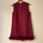 Gilli Burgundy Feather Trim Shift Dress Size Medium Red Photo 8