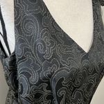 Spense women's 10 black gold metallic v neck sleeveless dress belt bow shoulder Photo 1