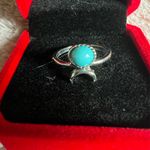 Vintage Boho Style Faux Turquoise Stainless Steel Ring Size 6 Silver Photo 0