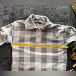 CHAPS Women’s Gray Cream Check Fleece Pullover Size L Photo 5