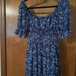 Francesca's Francesca’s Blue Rain Flora Blue Mini Dress Photo 1