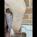 Delman Evitt Embroidered Heel Sandal size 10 Gold Photo 5