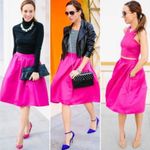 EXPRESS NEW Barbie Pink Fuchsia High Waisted Circle Skirt Women's Size 00 Photo 9