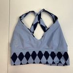 Buffbunny  M Medium Alpha Sports Bra Argyle Diamond Print Blue Gym Athletic RARE Photo 7