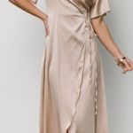 Baltic Born Vara Satin Maxi Wrap Dress Champagne Satin New Without Tags Photo 0