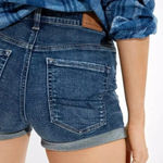 American Eagle  Next Level Stretch Distressed Dark Denim frayed shorts  S… Photo 3