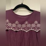 Indigo Thread Co Purple White Eyelet Embroidered Long Sleeve Peasant Top Size M Size M Photo 3