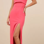 Lulus Classy Consideration Coral Pink Strapless Maxi Dress Size M Red Size M Photo 0