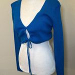 ZARA NWT  Blue Ruched Cut Out Knit Top Photo 0