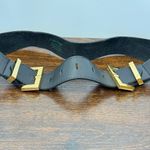 Nikki Jasso black and brass leather USA belt size medium Gold Photo 2