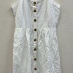 Loft White Linen Blend Button-Down Midi Dress size 12 Photo 0