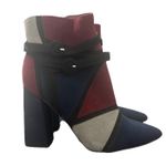 JustFab Adler Women's US 7 Ankle Boots Block Heel Color Strap Buckle Pointed Toe Blue Photo 0