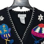 Vintage Winter Sweater Vest BP Design Women's Size Medium Toboggans & Gloves Black Photo 3