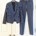 Banana Republic  Navy and White Striped Pantsuit Pinstripes Photo 0