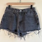 Levi's 550 High Rise Shortie Distressed BlackGray Denim Shorts Waist Size 34 Photo 0