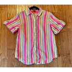 Ralph Lauren Lauren  100% Linen striped short sleeve blouse small Photo 1