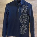 Tommy Bahama  Navy Blue Zip Jacket Embroidered Leaf Women Sz S Tropical Vacation Photo 0