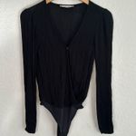 Abercrombie & Fitch Black Gauzy Crinkly Bodysuit Thong Long Sleeve Date Night XS Photo 0