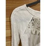 Anthropologie Floreat Macrame Crochet Knit Long Sleeve White Sweater, M Size M Photo 4