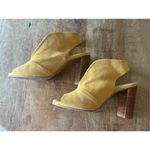 Brenda Zaro Shoes Womens Sz EU 35.5 mustard Leather Suede Slingback Heels Yellow Photo 7