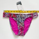 Quintsoul Floral Print Low Rise Retro Ruched Hips NWT Small Blue Hue Lined Pink Photo 4