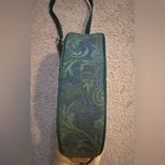 Vintage EUC Christian Koban Paisley Leather And Fabric Italian Purse Green Blue Photo 4