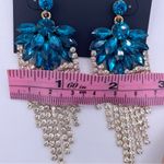 nOir luxury dangle flower crystal tassel long earrings- New Photo 8