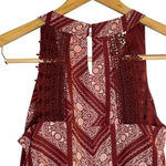 As You Wish As U Wish Burgundy Boho Floral Tunic Dress Lace Keyhole Back Lined Medium Flowy Photo 3