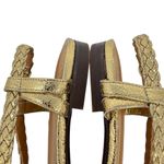 Sézane Natacha Low Sandals Gold Metallic Braided Peep Toe EU 39 US 8 Photo 6