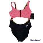 Nike women's swim black sunset pulse cutout one piece swimsuit medium nwt Photo 0