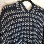 Umgee  NAVY PRINT HOODED FRINGE KNIT PONCHO M/L Photo 2