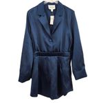 Anthropologie NEW  Mare Mare V-Neck Blazer Romper Playsuit Satin Long‎ Sleeve L Photo 3