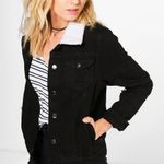 Boohoo blue black Borg Sherpa distressed denim jacket 2 XS Photo 0