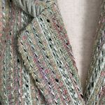 Retro Pastel Peppermint Candy Cane Blazer with Velvet Bow Jewel Silk Lining Pink Size 10 Photo 4